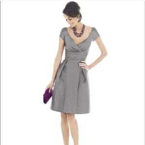 Alfred Sung Pockets! metallic silver dress